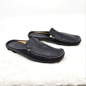 Faconnable Marli black leather slip on loafers Size 37